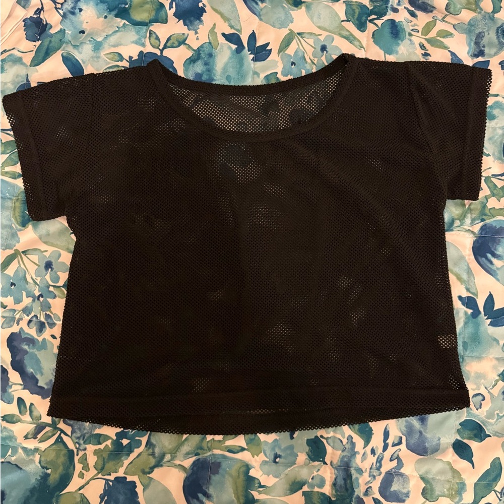 Black fishnet crop top